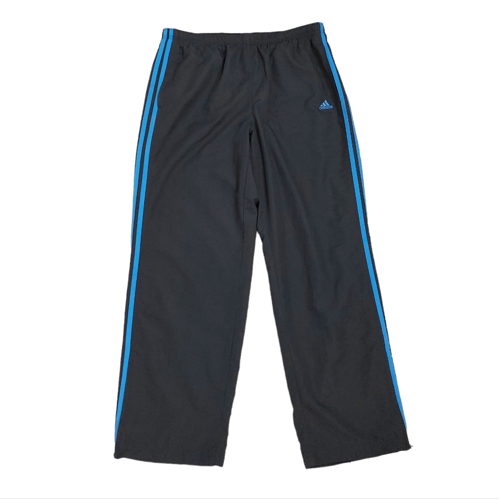 Adidas Black/Blue Track Zippered Hem Pants